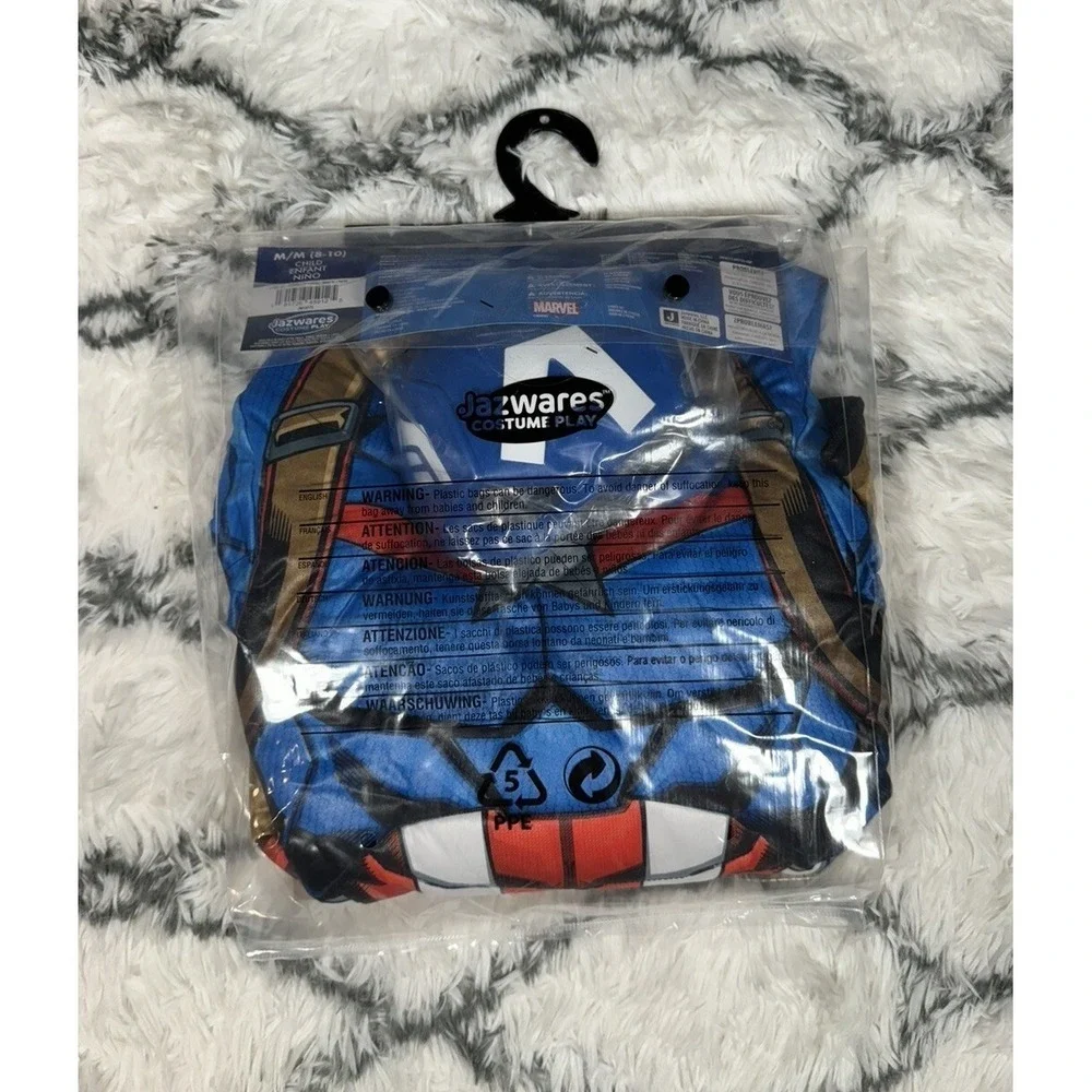 MARVEL Avengers Captain America Padded Jumpsuit Costume Cosplay Child M 8-10 NEW